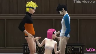 Naruto, Sasuke and Sakura. Yummy message. naruto parody