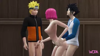 Naruto, Sasuke and Sakura. Yummy message. naruto parody