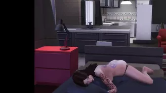 SIMS 4 - HOT BRUNETTE PILLOW HUMPING AND JACKING OFF STRAP ON