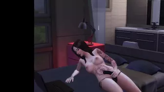 SIMS 4 - HOT BRUNETTE PILLOW HUMPING AND JACKING OFF STRAP ON