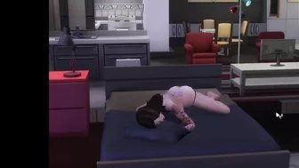 SIMS 4 - HOT BRUNETTE PILLOW HUMPING AND JACKING OFF STRAP ON