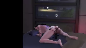 SIMS 4 - HOT BRUNETTE PILLOW HUMPING AND JACKING OFF STRAP ON