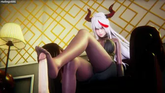 Azur Lane - Agir × Black Stockings × Footjob