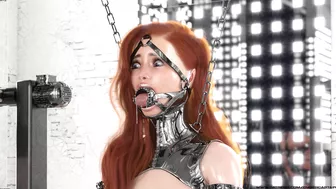 Ginger in Hardcore Metal Bondage and Latex Catsuit Waiting for Facefuck 3D BDSM Animation #2