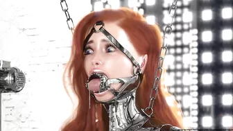 Ginger in Hardcore Metal Bondage and Latex Catsuit Waiting for Facefuck 3D BDSM Animation #2