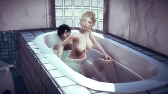 Girl with elf ears rides cock in the bathroom