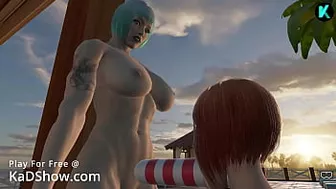 KaDShow.com 3D Cartoon Game Huge Dildo Deepthroat Blowjob