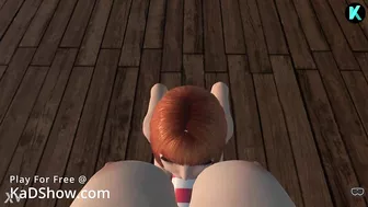 KaDShow.com 3D Cartoon Game Huge Dildo Deepthroat Blowjob