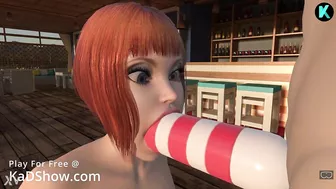 KaDShow.com 3D Cartoon Game Huge Dildo Deepthroat Blowjob