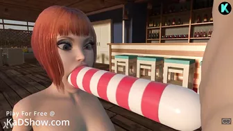 KaDShow.com 3D Cartoon Game Huge Dildo Deepthroat Blowjob