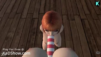 KaDShow.com 3D Cartoon Game Huge Dildo Deepthroat Blowjob